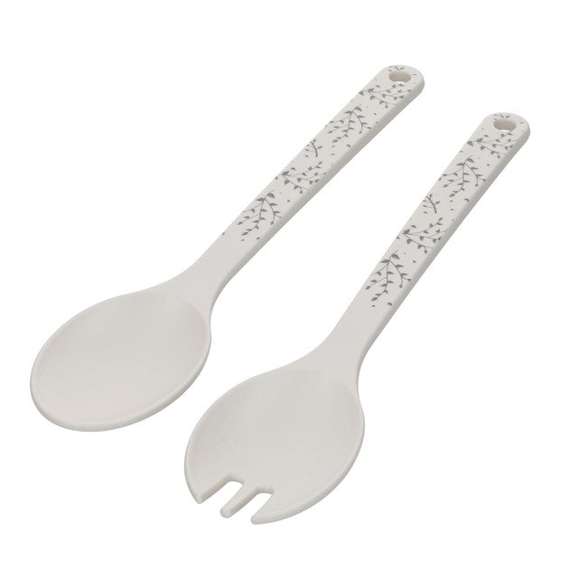 Natural Elements recycled plastic salad servers with leafy pattern - British product