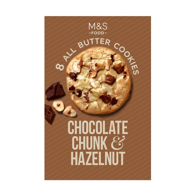 M&S All Butter Chocolate Chunk & Hazelnut Cookies 200g, imported from the UK