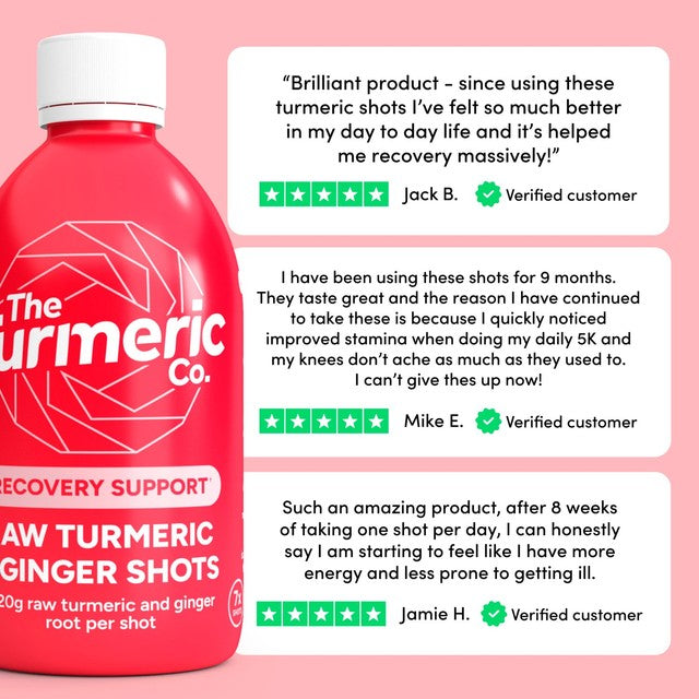 The Turmeric Co. raw turmeric and ginger shot dosing bottle (British brand)