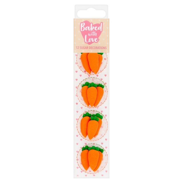 Baked With Love edible carrot decorations 12 per pack - British product