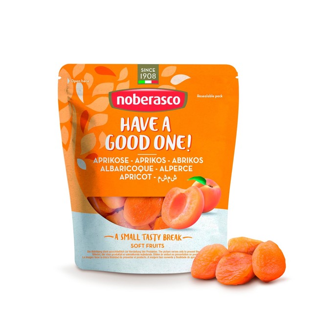 Noberasco Soft Pitted Apricots 200g, imported from the UK