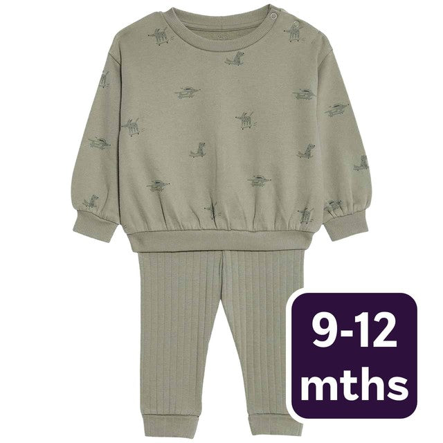M&S khaki leggings outfit 9-12 months, imported from the UK