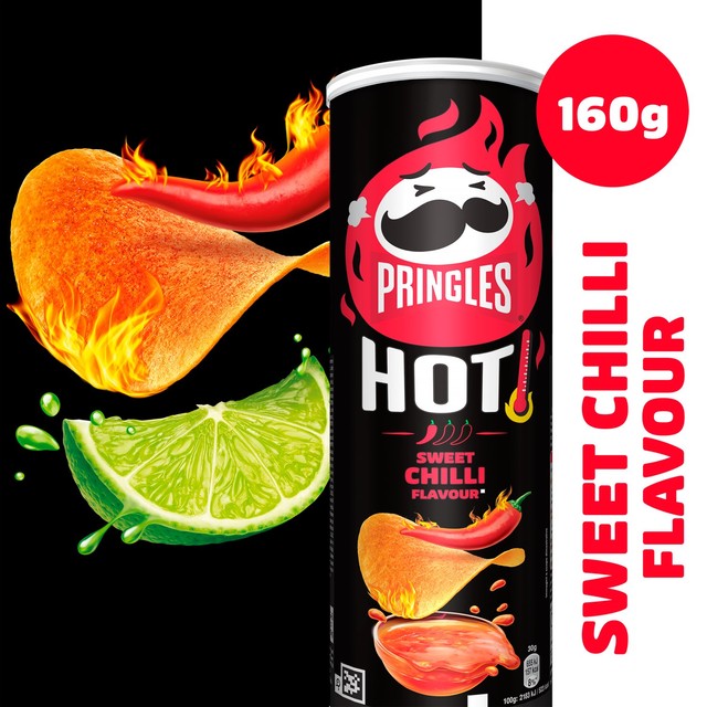 Pringles Hot Sweet Chilli sharing crisps 160g, imported from the UK