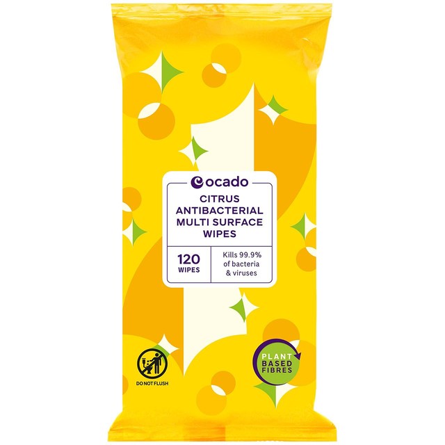 Ocado antibacterial multi surface citrus wipes 120 wipes, imported from the UK