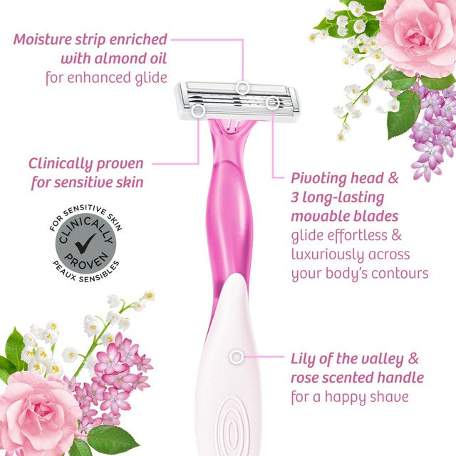 BIC women's disposable razor Lily scent pack of 3, imported from the UK