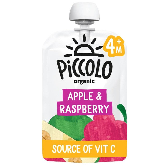 Piccolo apple raspberry organic baby food pouch 100g, imported from the UK