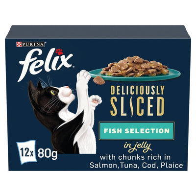 M&S Felix Deliciously Sliced Fish Selection in Jelly Wet Cat Food- Buy online at McGrocer