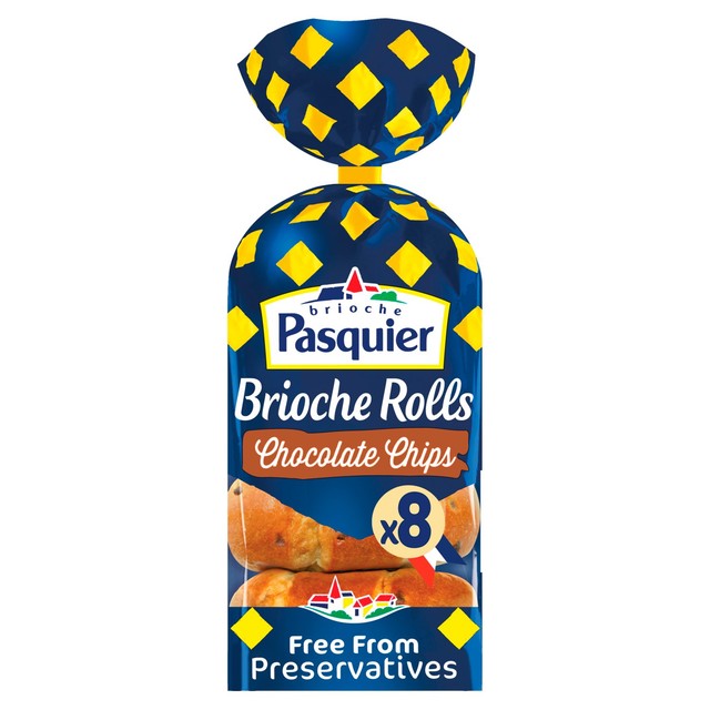 Brioche Pasquier chocolate chip brioche rolls 8 pack - British product