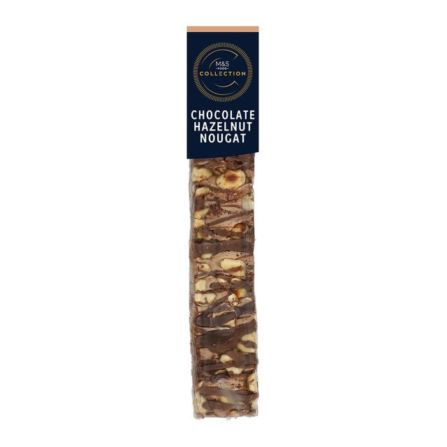 M&S dark chocolate hazelnut nougat bar 100g, imported from the UK