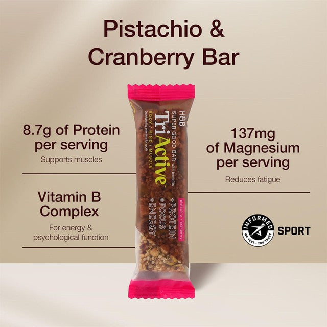 Holland & Barrett TriActive Bar Pistachio & Cranberry 50g (British brand)