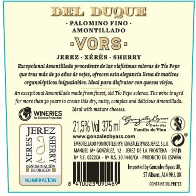 Del Duque Amontillado Sherry 30 Year Old 37.5cl - British product