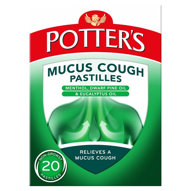 Potters Mucus Cough Pastilles 20 pastilles, imported from the UK