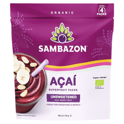 M&S Sambazon Organic Fair Trade Acai Purée Frozen 4 x 100g- Buy online at McGrocer