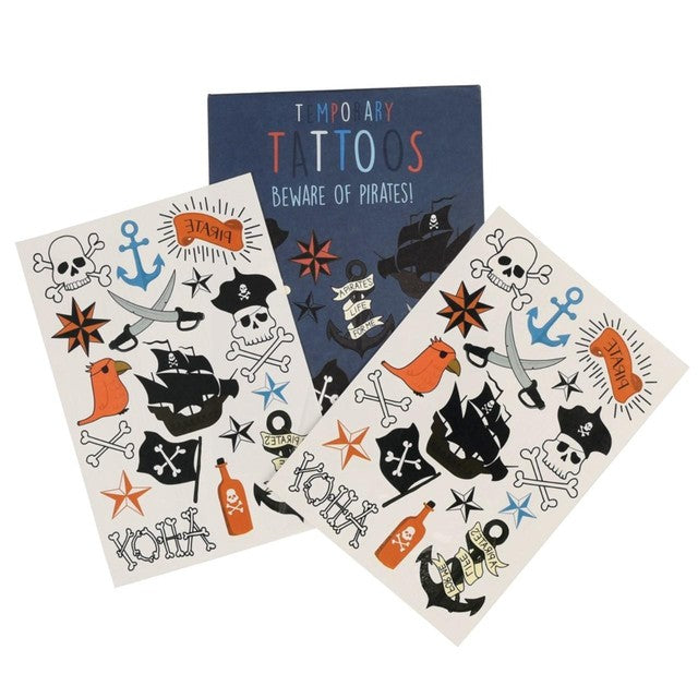 Rex London Beware of the Pirates temporary tattoos 2 pack, imported from the UK