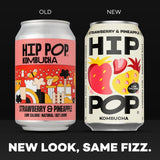 Hip Pop strawberry and pineapple kombucha 4 x 330ml, UK version