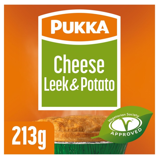 Pukka Pies leek and potato pie 213g, imported from the UK