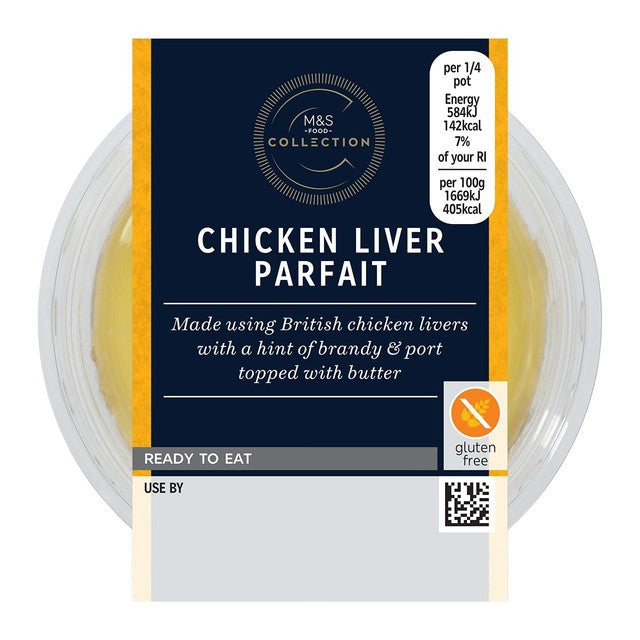 M&S chicken liver parfait with brandy and port 140g, imported from the UK
