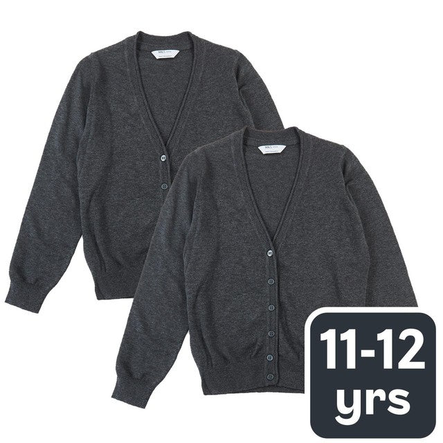 M&S Girls Cotton Cardigan Grey 11-12 Years, imported from the UK