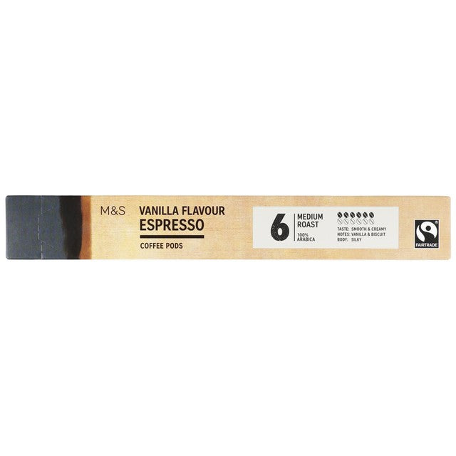 M&S vanilla flavour espresso coffee pods 10 pack, imported from the UK