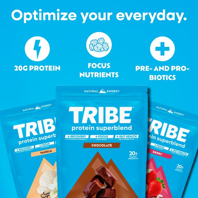 TRIBE Superblend vanilla protein powder, UK version