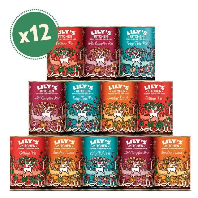 Lily's Kitchen grain free wet dog food mixed 4-recipe multipack 12 x 400g, UK version