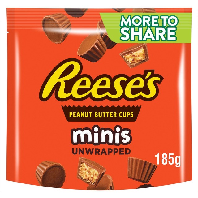 Reese's peanut butter cup minis pouch 185g, imported from the UK