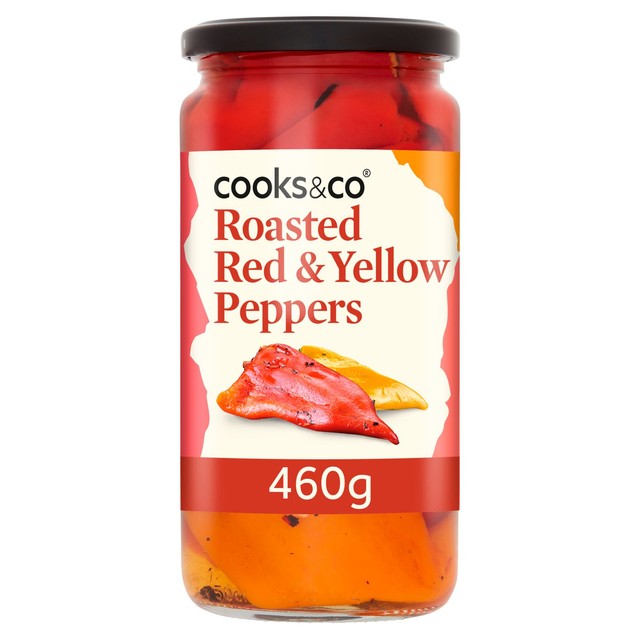 Cooks & Co Roasted Red and Yellow Peppers 460g, imported from the UK