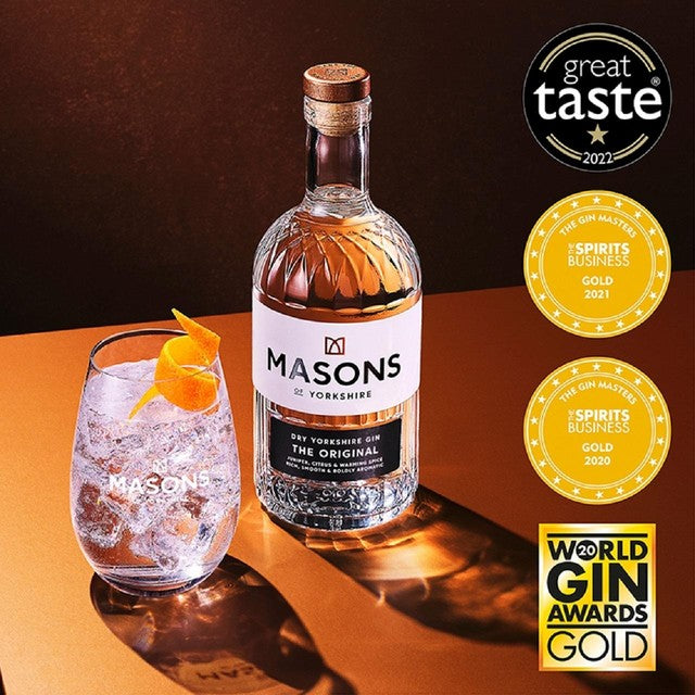 Masons of Yorkshire Original London Dry Gin 70cl, imported from the UK