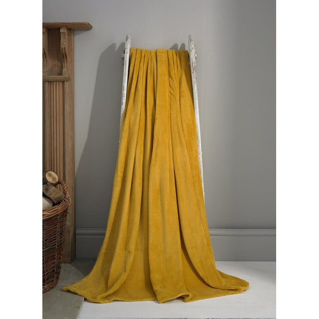 Deyongs mustard fleece throw 140cm x 180cm - British product