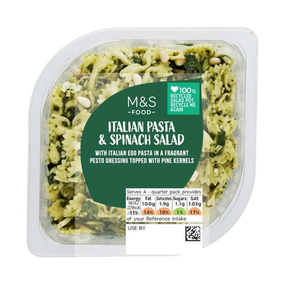 M&S M&S Italian Pasta and Spinach Salad Ready-to-Eat Salad 400g- Buy online at McGrocer