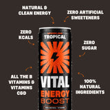 Vital Tropical sparkling energy drink 330ml (British brand)