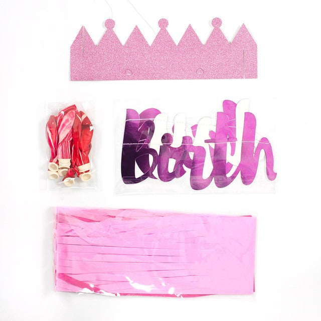 On The Wall pink birthday party decorations pack, imported from the UK