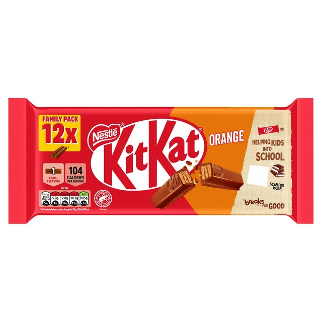 Kit Kat orange chocolate biscuit bar multipack 12x20g, UK version