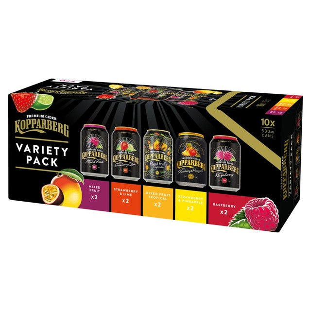 Kopparberg Variety Premium Cider mixed fruit flavours 10 x 330ml, UK version