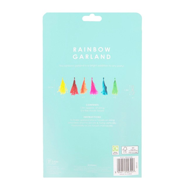 Talking Tables rainbow tassels garland 1.5m (British brand)