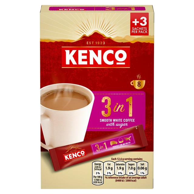 Kenco 3 in 1 instant coffee sachets 100.8g, UK version