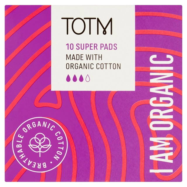 TOTM Organic Cotton Super Pads Pack of 10 (British brand)