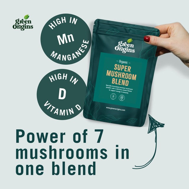 Green Origins organic super mushroom blend powder 100g, UK version