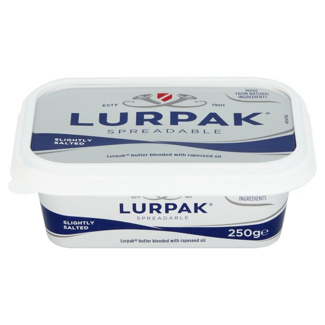 Lurpak Spreadable Butter Slightly Salted 250g, imported from the UK