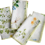 M&S cotton linen floral napkin set green, UK version