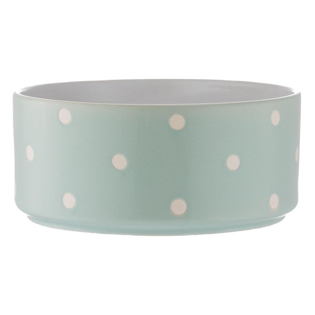 Mason Cash Polka Dot Sage pet bowl 18cm, imported from the UK