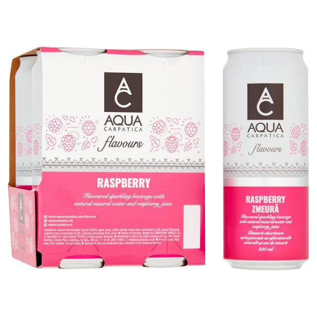 Aqua Carpatica Sparkling Flavoured Water Raspberry 4 x 330ml - British product