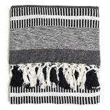 M&S cotton throw in cream mix with monochrome stripes, imported from the UK