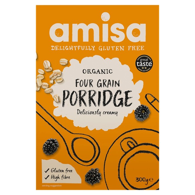 Amisa Organic Gluten Free Four Grain Porridge 300g - British product