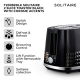 Tower Solitaire 2 slice toaster black - British product