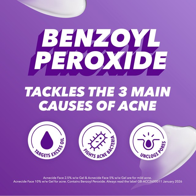 Acnecide spot treatment gel with benzoyl peroxide 15g - British product