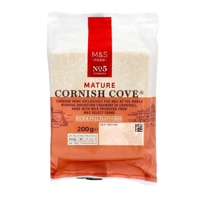 M&S Mature Cornish Cove cheddar cheese 200g, imported from the UK