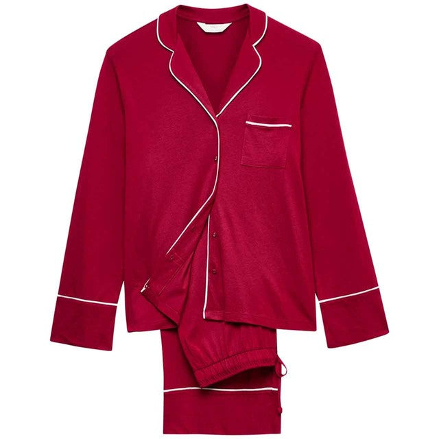M&S women's cotton modal pyjama set red L, imported from the UK