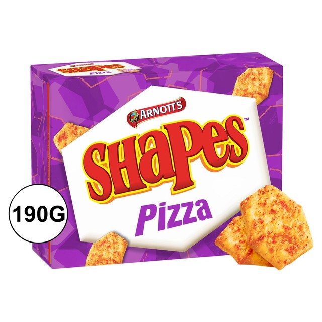 Arnott's Shapes Pizza snack crackers 190g, imported from the UK