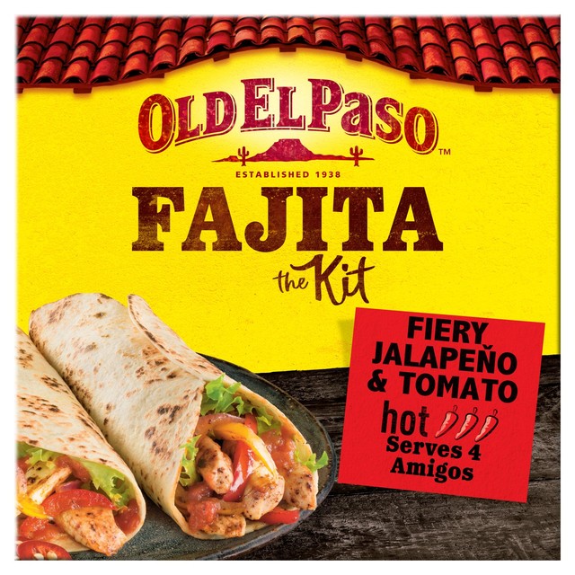 Old El Paso fiery jalapeno and tomato fajita kit 500g, imported from the UK